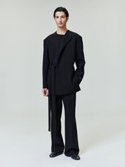Double Weave Wool Crewneck Jacket